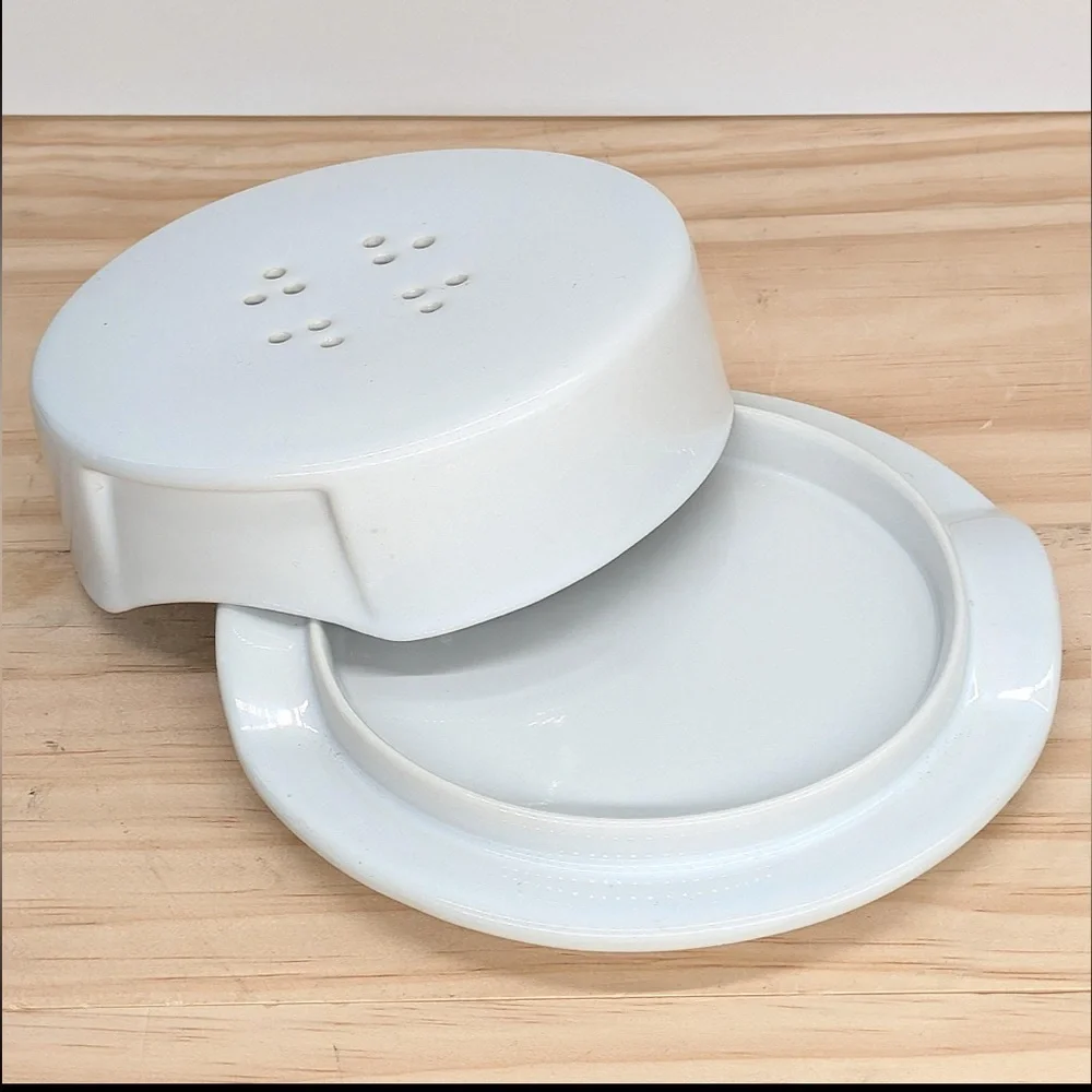 Crate&Barrel White Ceramic Brie Warming Dish Bakeware